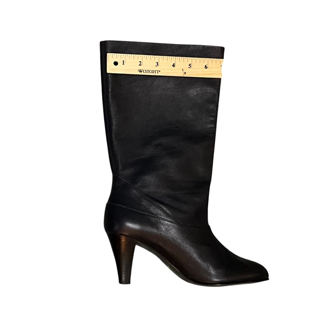 🎉HP RARE Navy Kelsi Dagger Navy Blue Polianna Mid Calf Heeled Boots - Picture 8 of 12